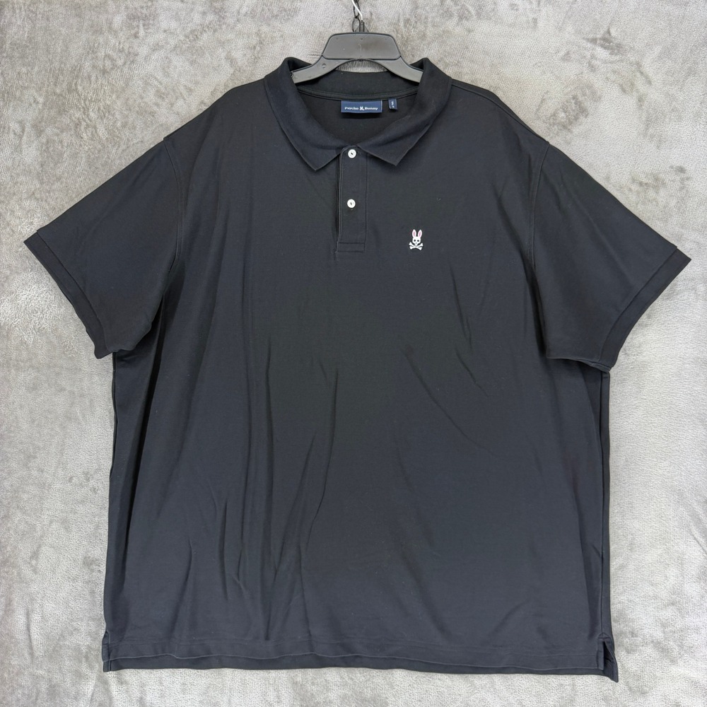 Psycho Bunny Polo Shirt Mens 5XL Black Pima Cotton Short Sleeve B9K001CRPC Logo
